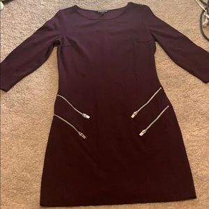 Burgundy Express mini dress with zipper detail